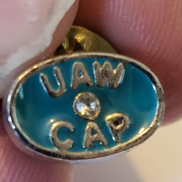 Vintage UAW CAP Lapel Pin Diamond United Auto Workers Union - Picture 1 of 6
